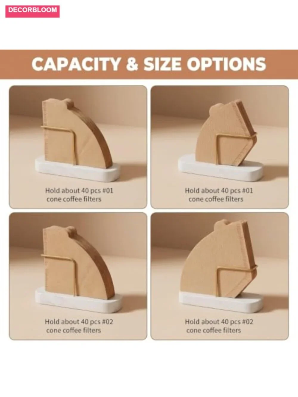 Marble Base + 430 Stainless Steel Stand Coffee Filter Holder for V60 Cone Paper